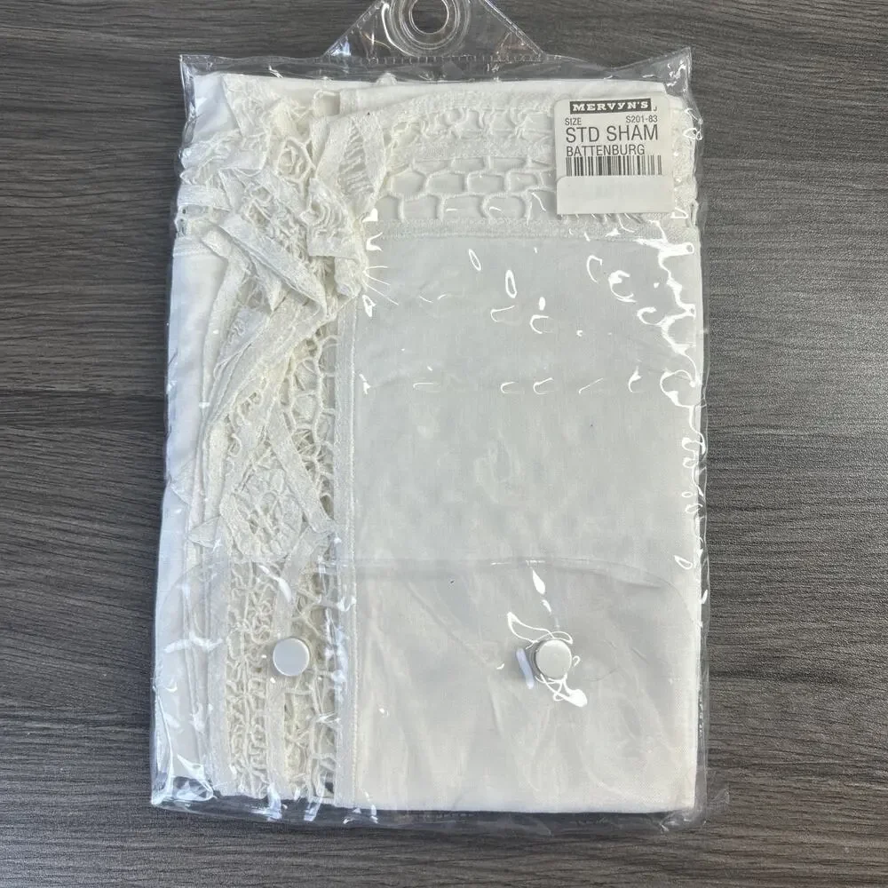 Battenburg Lace White Cotton Sham Pillow Case 21